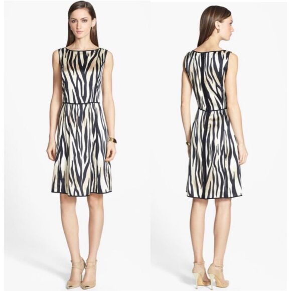 St. John Dresses & Skirts - St John silk tiger print sleeveless a-line dress size 12